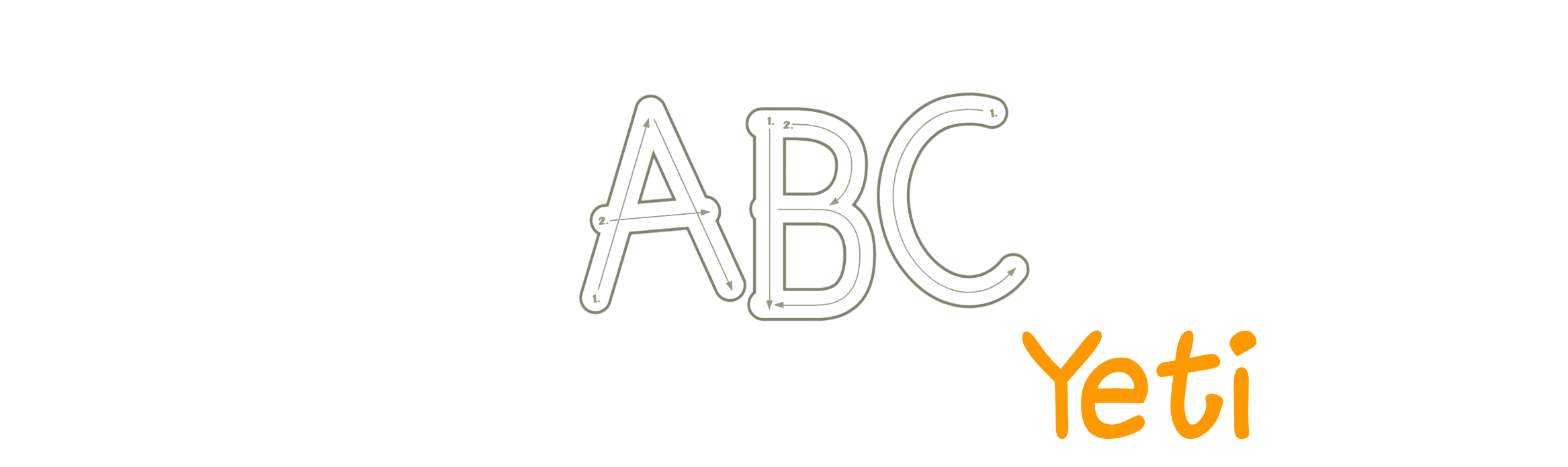 Logotipo de ABC Letras con Yeti, la aplicación educativa para aprender las letras y escribir para niños.