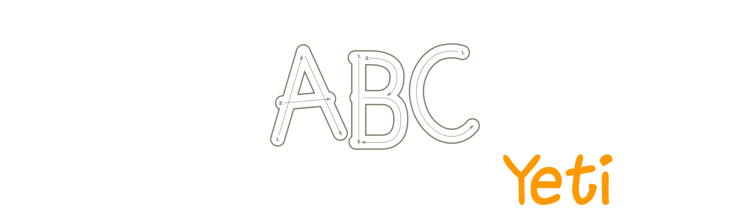 ABC met Yeti logo – educatieve app voor kinderen om letters te leren schrijven, lezen en eerste woorden te leren.