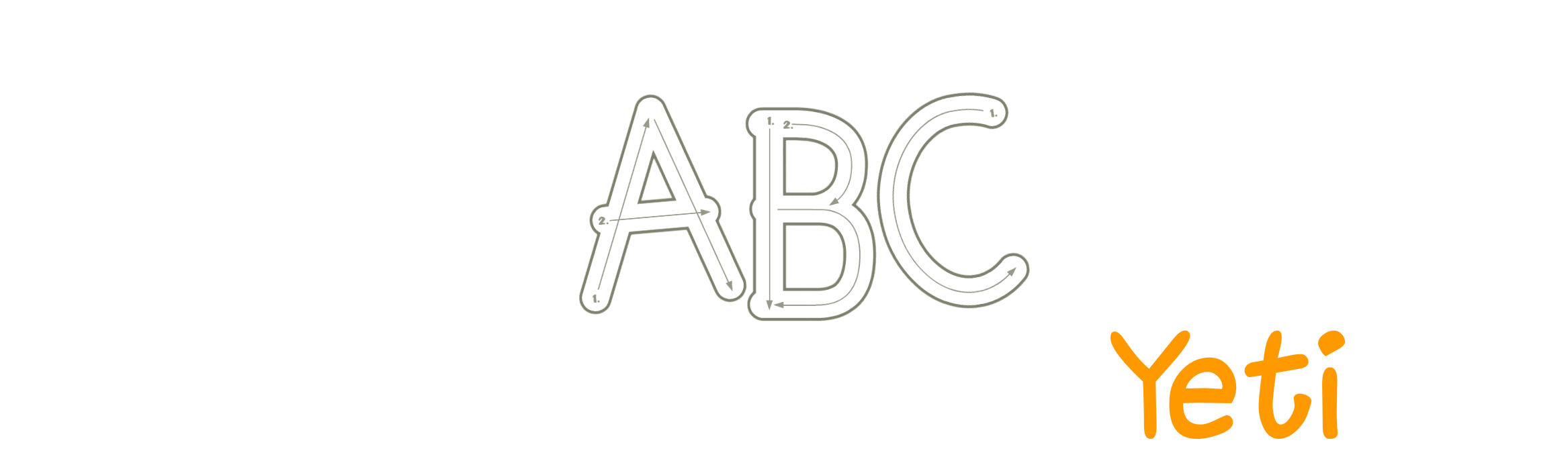 Logo de ABC Letras con Yeti, una aplicación educativa para aprender letras, escritura y caligrafía en educación infantil y primaria.
